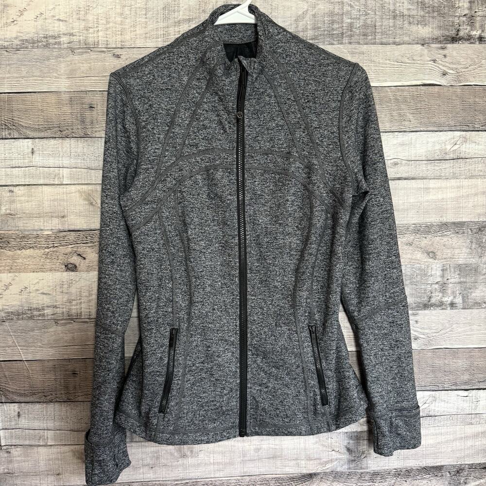 Lululemon Define Jacket Women’s 10 Gray Heather Full Zip Thumbholes Zip Pockets